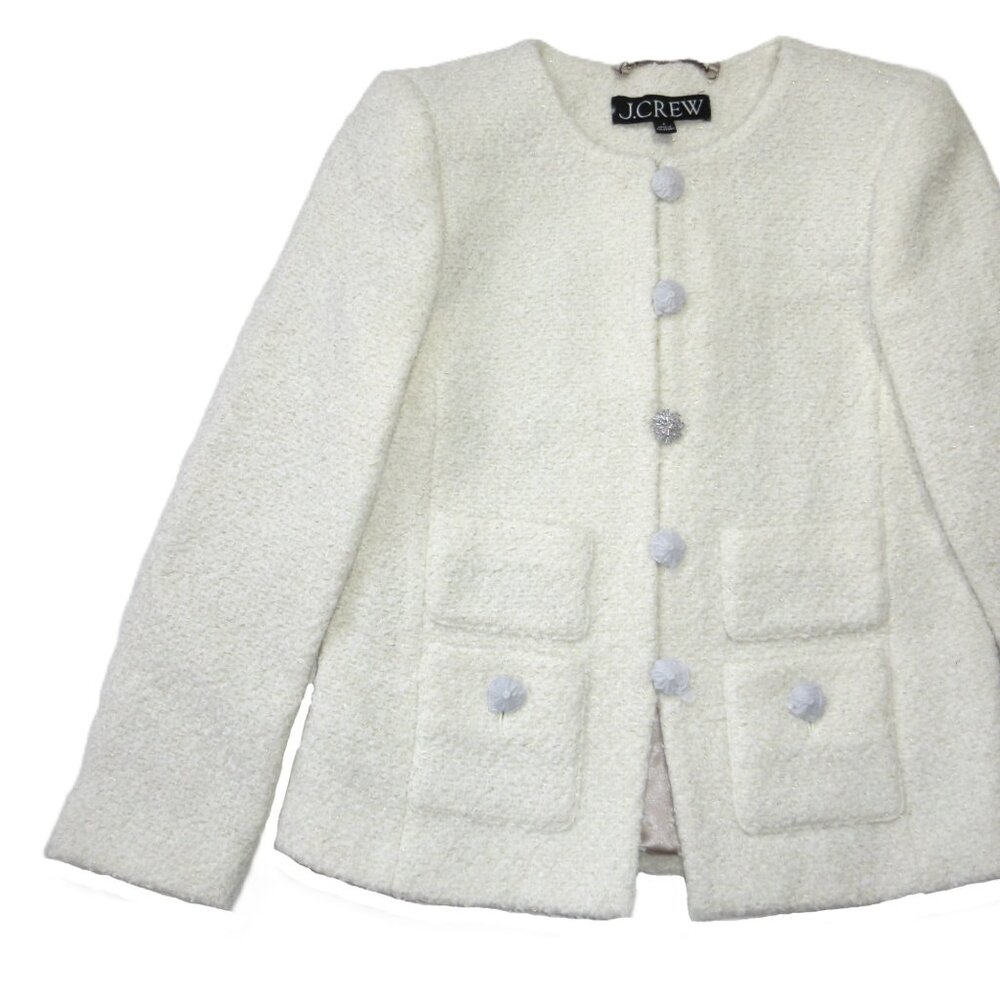 NWT J.Crew Collection Lady Jacket in Meringue Textured Tweed Jewel Button 4 $378 - Picture 6 of 8